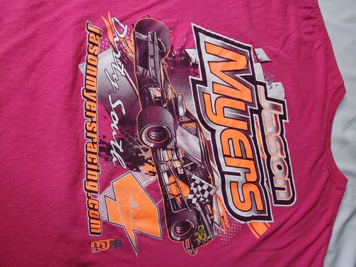 2014 Jason Myers T-shirt Signed XL Mens Pink Dirty South Racing 23Wx27.5L Unisex - Picture 6 of 12