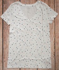 Womens Sz M Favorite V-Neck T-Shirt NWT GAP Optic White w/Dots - 807173 2b31 