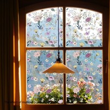 1X 45 100cm Floral Clear Window Sticker Static Cling Glass Film Cute Retro Decor
