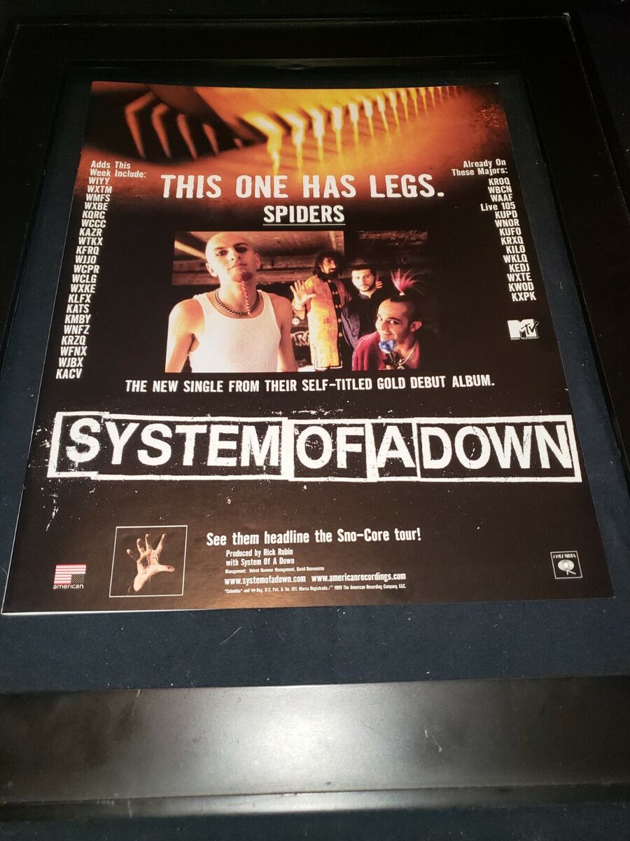 System Of A Down Spiders Rare Original Radio Promo Poster Ad Framed!