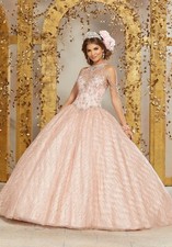 rose gold quinceanera dress