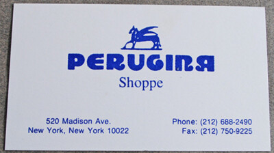 Original Vintage Business Card Perugina Shoppe NYC New York City