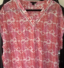 TAHARI Tunic cover up kaftan S top mini dress pink Beach Coastal Tropical
