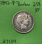 1892-P Barber / Liberty Head Quarter .25c Xf Extra Fine