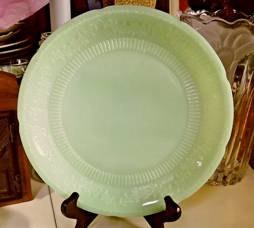 Fire King  Anchor Hocking Logo Jadeite ALICE pattern 9" Dinner Plate VINTAGE