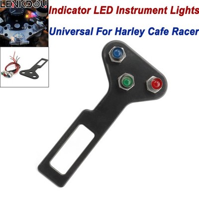 3PCS Indicator Lights Dash Dashboard Panel Mount For Harley Cruiser Cafe Racer 