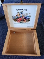 Vintage Camacho Perfecto #2 SLR Empty Wooden Cigar Box 8" x 6" x 3" Eiroa