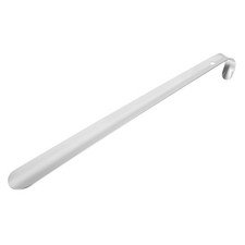 17in Shoe Horn, Metal Curved Handle Shoe Helper, Silver Tone