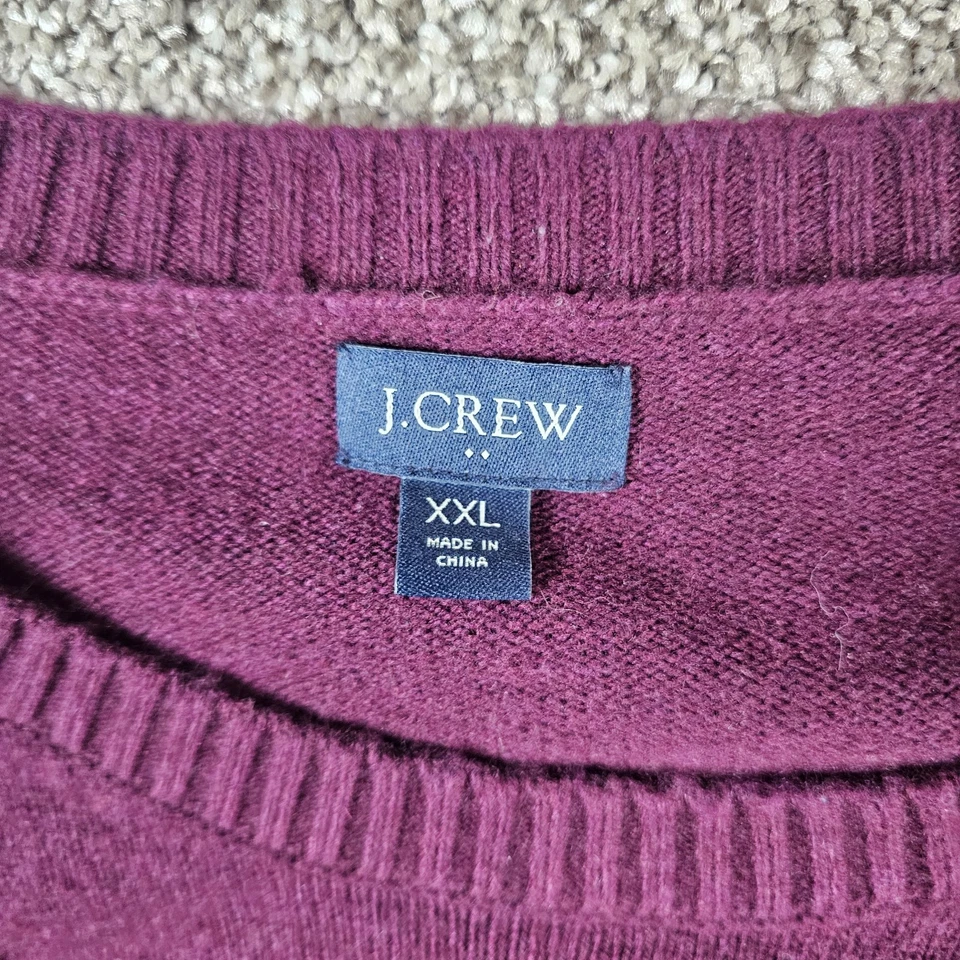 Suéter J Crew Para Hombres XL Púrpura Mezcla de Lana Cuello Redondo Pullover Raglán Preppy Foto 3 de 4