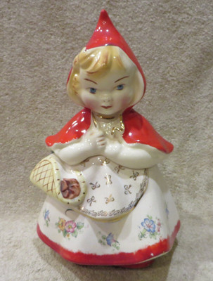 Original 1940s Hull Little Red Riding Hood Cookie Jar USA HTF-Gold Paint -SEE!!
