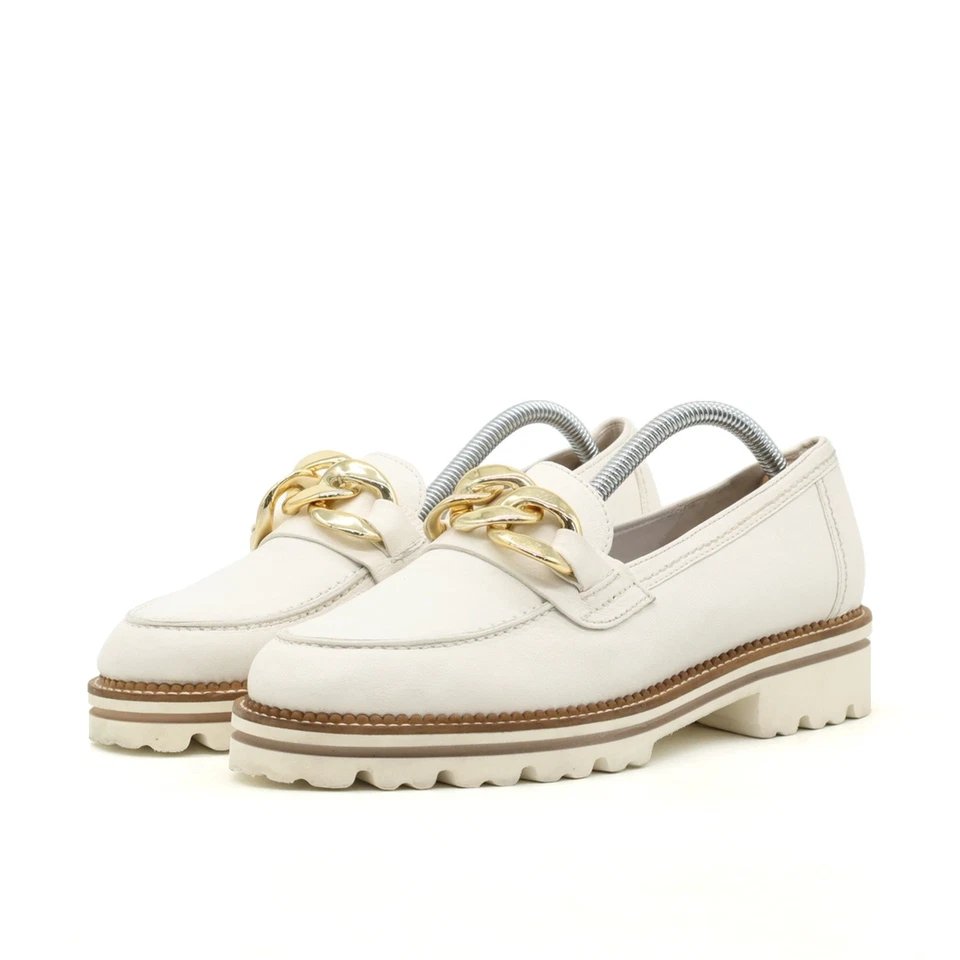 Gabor Damen Ketten-Loafer Slipper weiß Leder Low-Top Komfort Loafer EU 38 - Bild 3 von 4