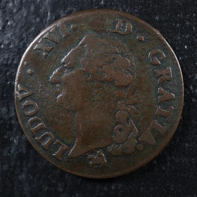 Sol dit "à l'écu" 1791B Rouen France KM#578.3 Copper - Image 1 of 2