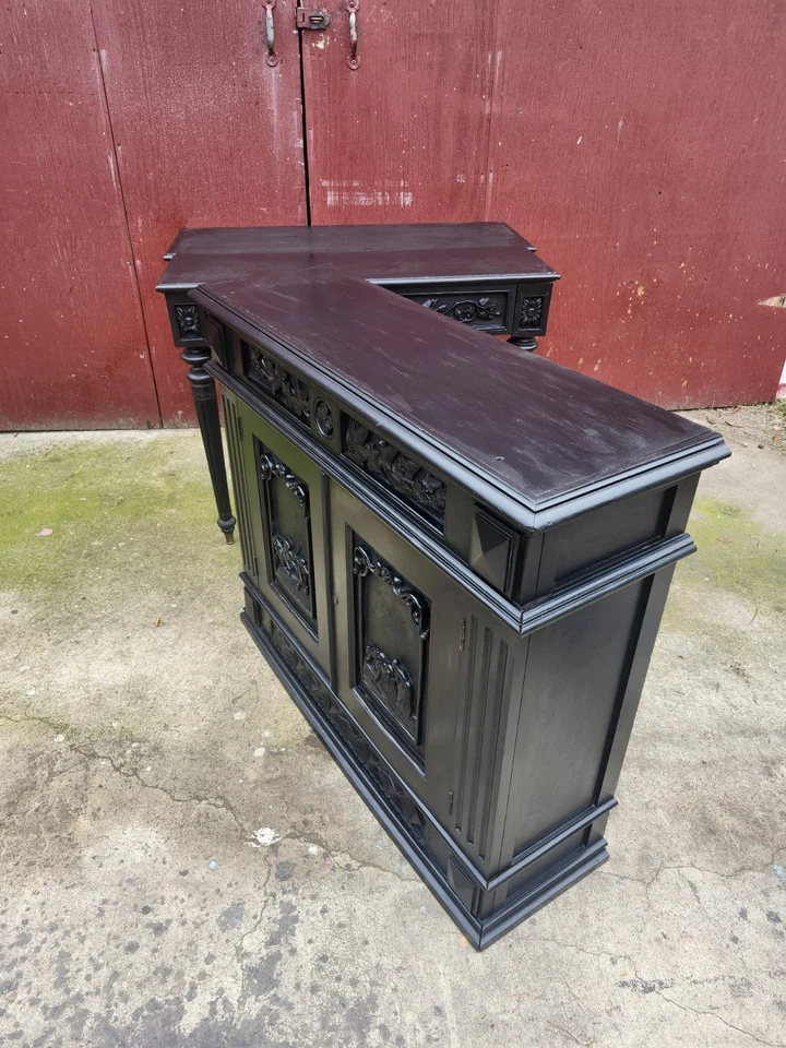 Антикварный резной азиатский черный шкаф с секретными отделениями. Около 1900 г. - Изображение 2 из 4