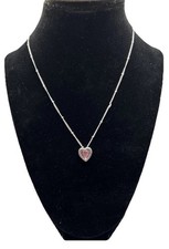 Swarovski Heart Channel Rhodium Pendant Light Rose Necklace 14  Adjustable