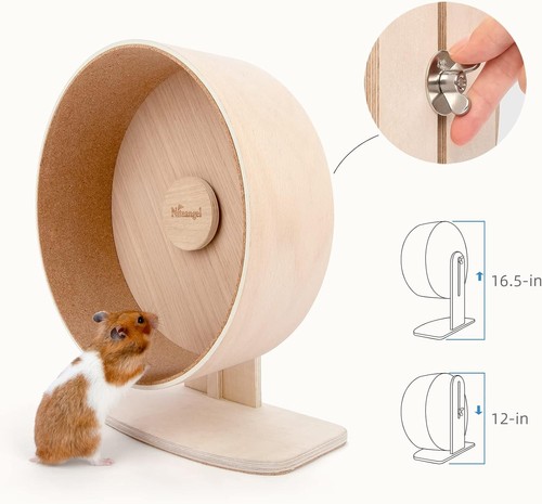 NEW Niteangel Wooden Hamster Silent Exercise Wheel Wood R1 - Afbeelding 4 van 5