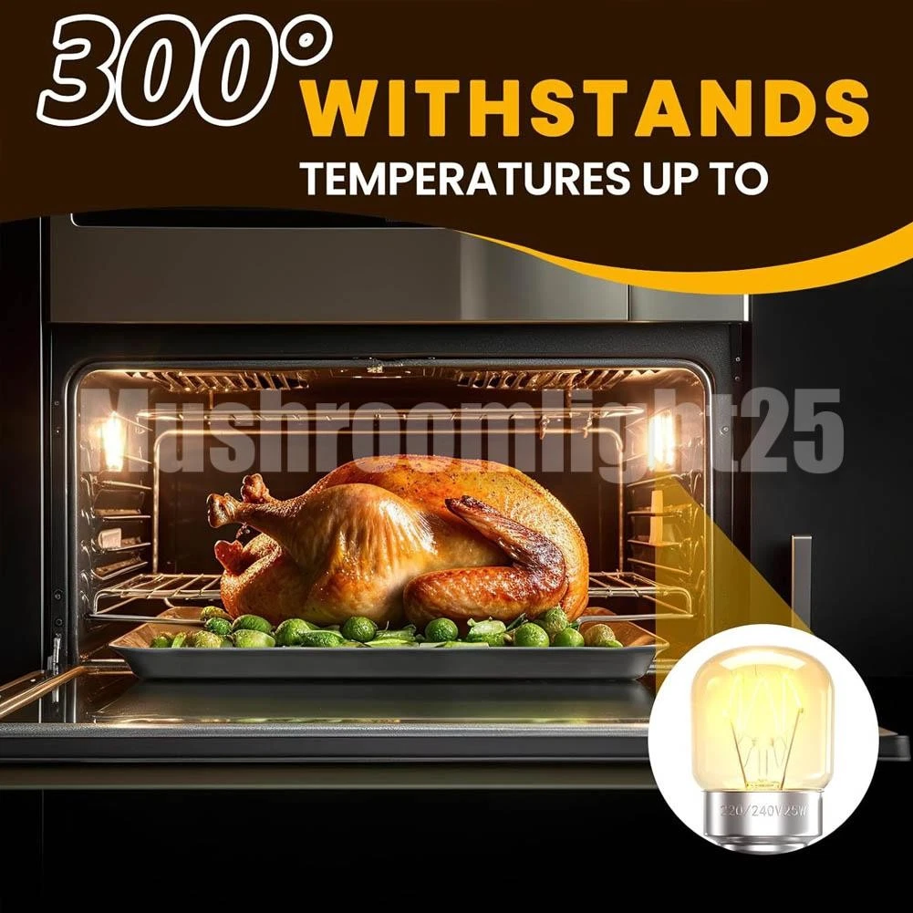 2X Microwave Oven Lamp Globe Bulb Light Bulbs Heat Resisting 25W E14 Bulb