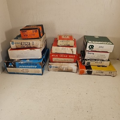 NOS LOT OF 12 MIXED BRANDS BALL BEARINGS ROLLER BEARINGS OIL SEALS GREASE SEALS 