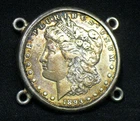 1893 cc Morgan Silver Dollar in Sterling Silver Bezel