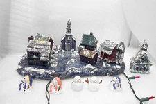 Scioto Village Scene 8 Buildings Lighted Platform 1988 Ceramic Vintage Christmas