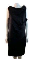 Coast Black Satin Evening Party Shift Dress UK 18 Cowl Neck Acetate Viscose Mix