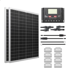 NEW! HQST 200W Polycrystalline Solar Panel Kit-2x100W Panels+30A PWM Controller