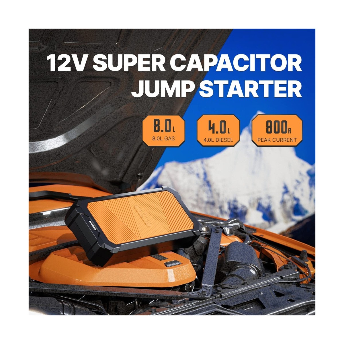 Autowit Super Capacitor Jump Starter, 12V Batteryless Jump