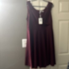 GRACE KARIN V-Neck A-line Wrap Cocktail Dress Size 3XL Dark Wine Sleeveless