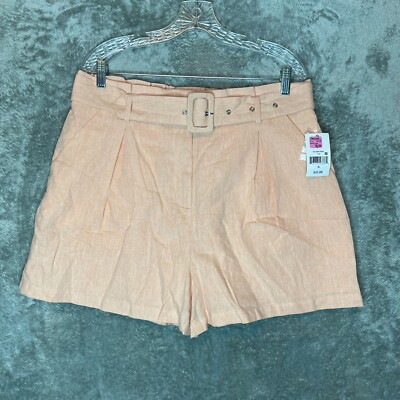Ophelia Roe Juniors Classic Coquette Clean Girl Belted Linen Cotton Mom Short XL