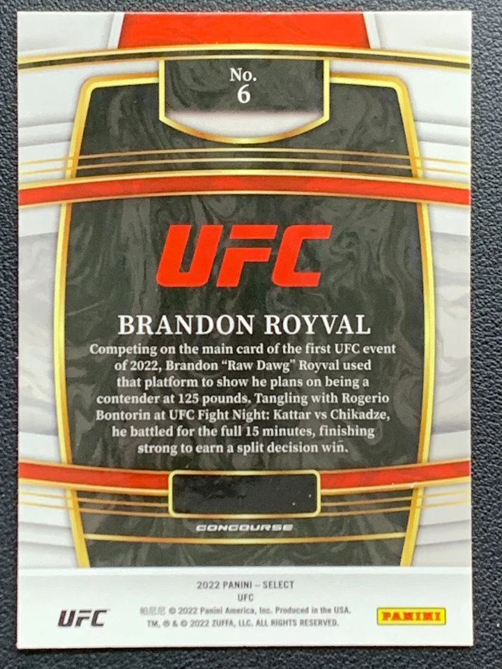 Brandon Royval 6 Blue Select UFC 2022 Panini - Image 2 of 3