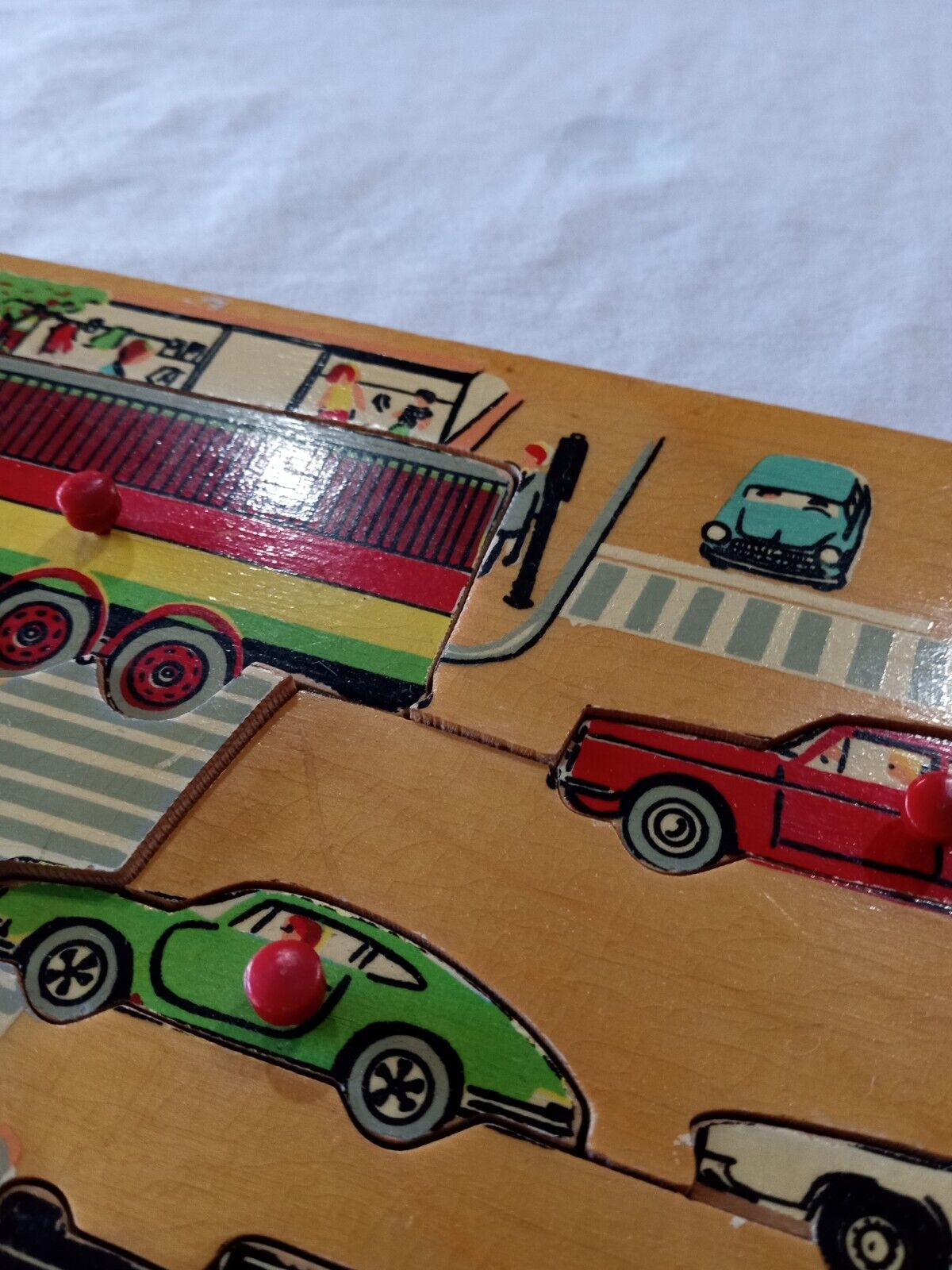 SIMPLEX CHILDREN'S WOODEN PUZZLE~GARAGE CARS & VEHICLES WITH PEGS