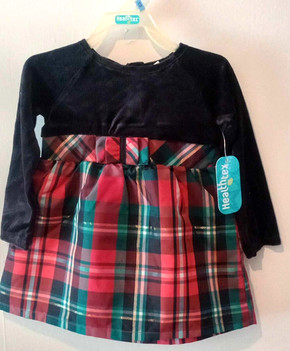 Healthtex Velvet Plaid Holiday Dress Long Sleeve Girls 12 Months