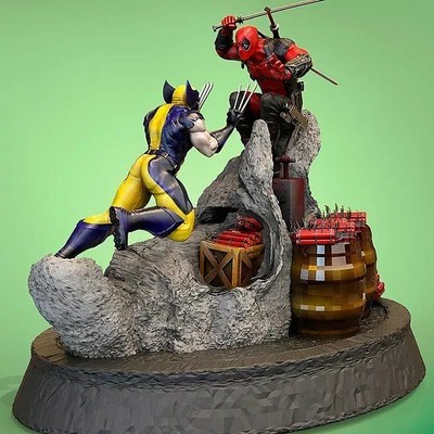 Deadpool and Wolverine Diorama Marvel  Kit-resina-3D!!! UNPAINTED