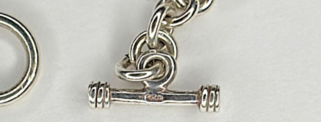 Sterling Silver 925 Solid Rollo Link Bracelet wit… - image 5