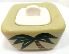 Vintage Tahiti by Continental Kilns Sugar Bowl Green Palm Tree