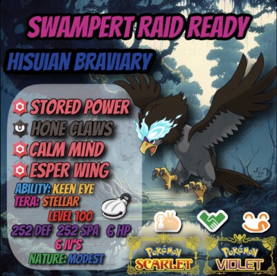   Pokemon Scarlet & Violet     Hisuian Braviary   7   Swampert Raid Ready