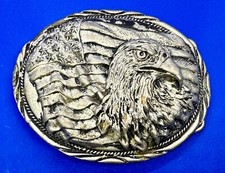USA Patriots American Flag and Eagle Vintage SSI Handcrafted Belt Buckle