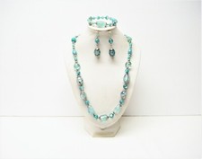 Assorted Aqua Mix Glass/Acrylic Beaded Necklace/Bracelet/Earrings Set
