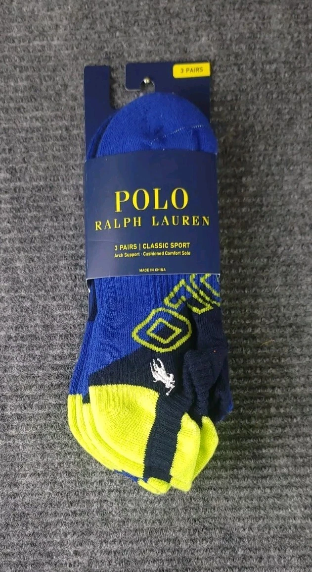 Polo Ralph Lauren 3 Pairs Classic Men Sport Multi Socks Shoe Size 6-12