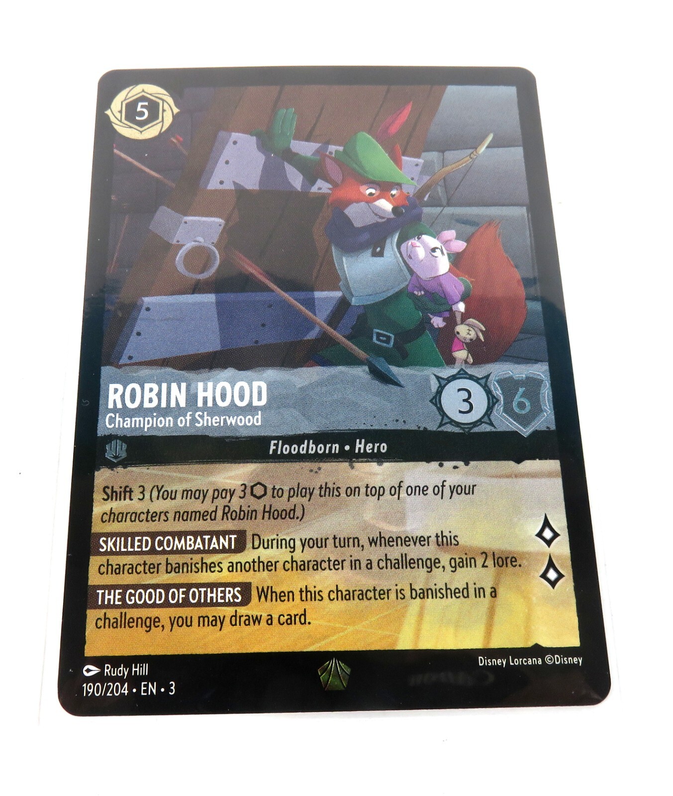 Lorcana Robin Hood Champion of Sherwood FOIL 190/204 NM Into the Inklands