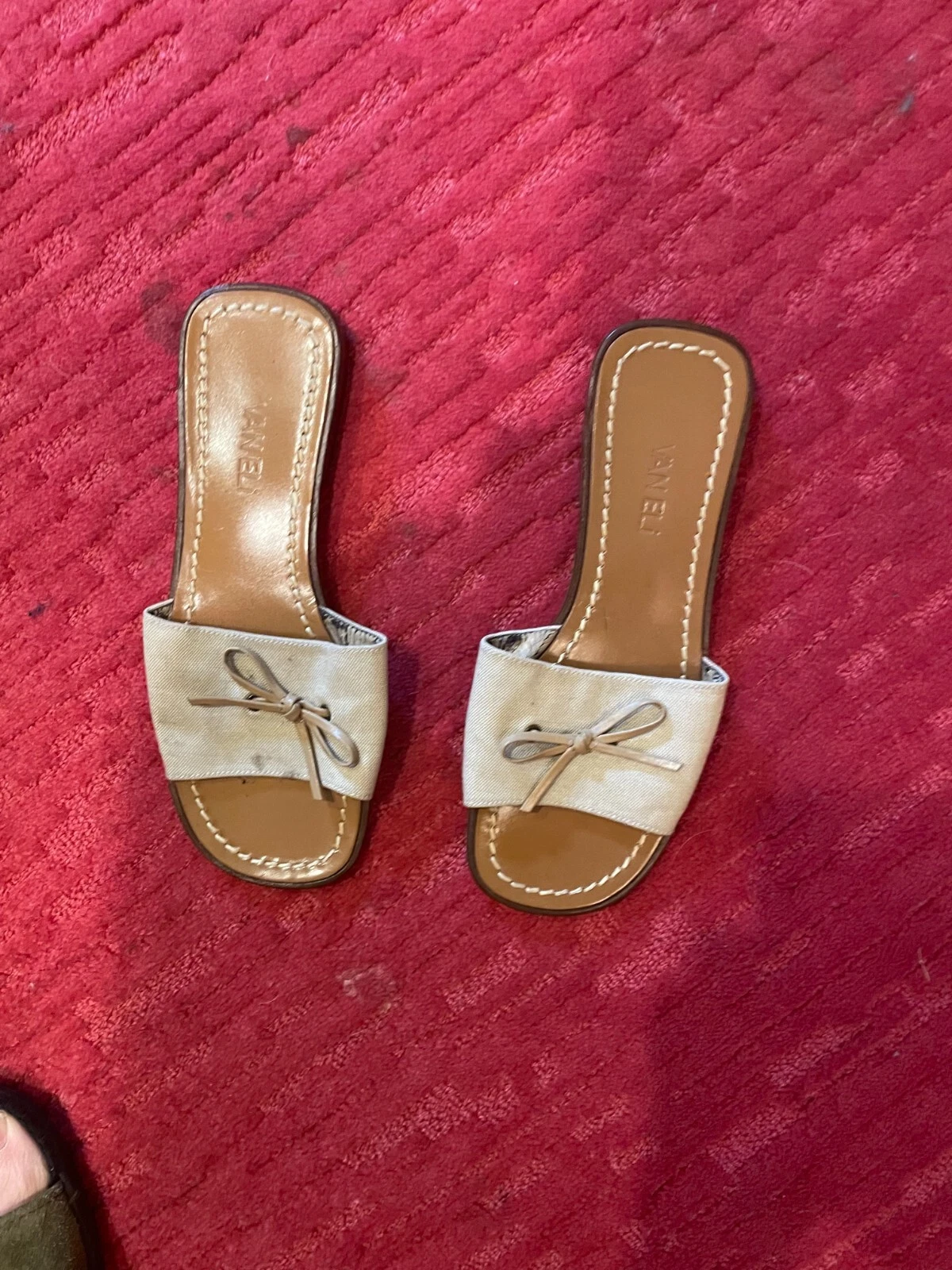 VANS Scivoli donna tg 7M in lino beige con fiocco di Van Eli. Spedizione GRATUITA