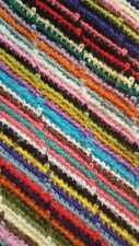 Vintage Hand Knit Fringed Multicolor Blanket Throw 61"x63.5"