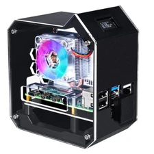 Mini Tower Nas Kit For Raspberry Pi Pi Ice Tower Cooler With Pwm Rgb Fan M.2 Sat