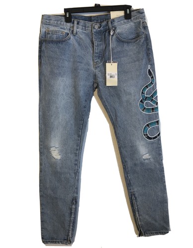 Nuovo con etichette! MNML cerniere alle caviglie da Uomo a Sigaretta Jeans  Custom Design Effetto Invecchiato Taglia 36x34 | eBay