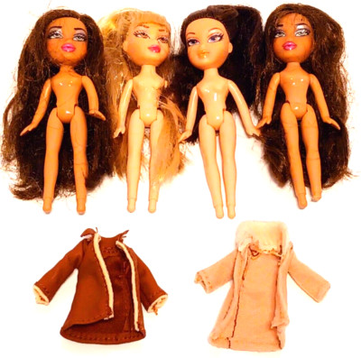 Vintage 6 Pce Bratz 4 Mini Bratz Dolls 2 Jackets 2002 Yasmin Chloe Jade 5''