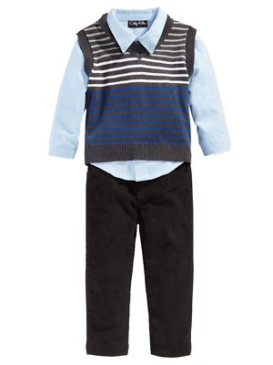 Only Kids Infant Boy Dress Up Outfit Pants Shirt Striped Sweater Vest 12m
