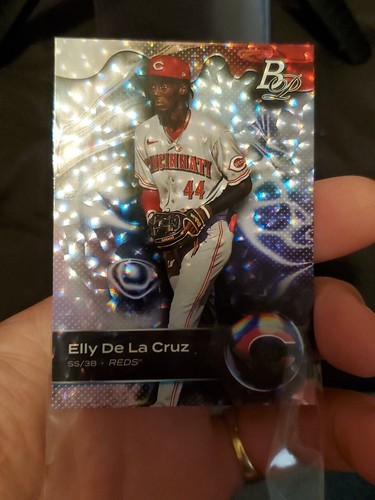 Elly De La Cruz 2023 Bowmans Best HOLO REFRACTOR (sparkly dots)SP #TOP93 Reds - Picture 7 of 16