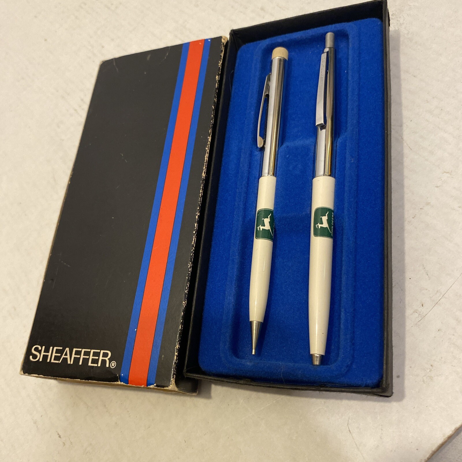 Vintage Sheaffer John Deere Advertising Pen & Mechanical Pencil Set With Box