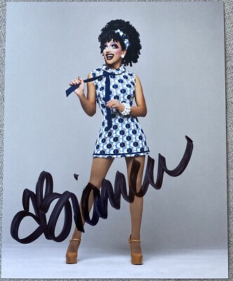 bianca del rio blue dress Drag Queen Signed In-Person 8x10 Color Photo - Authentic Designed with gathered sleeves