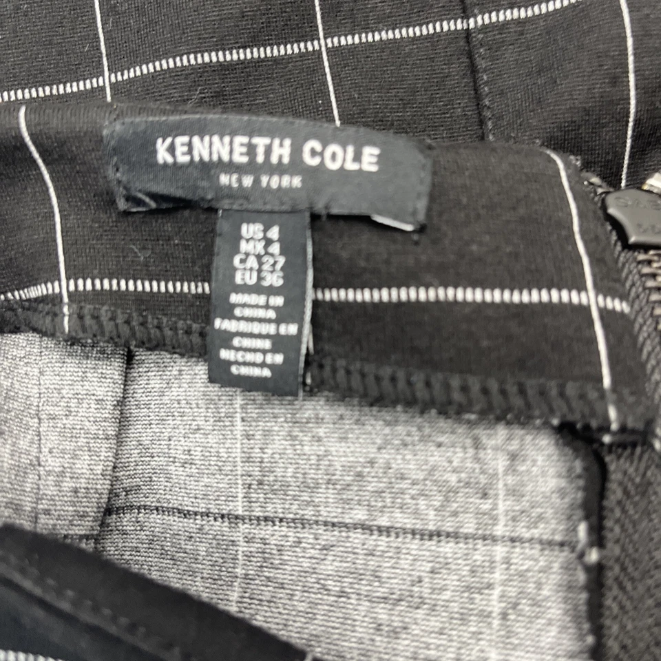 Nueva Falda Kenneth Cole New York Talla 4 Negra Cuadros Línea A Trabajo o Punk Preppy Foto 4 de 4