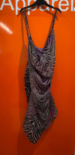 PRETTY LITTLE THING Zebra Strappy Flocked Detail Shift Dress, Size 10, New,  sf